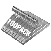 SPECILITE front view of 100-pack silver hangers showing neat packaging and organization benefit