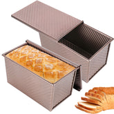 Spmarkt front view of pullman pan showing lid and loaf-shaping benefit
