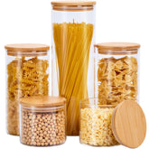 Spreccio front view of five jars showing organized pantry benefit