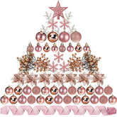 Sratte front view of rose gold ornament set, ready-to-decorate convenience