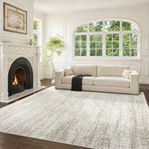 Srugn front view of 8x10 rug showing vintage design and room impact