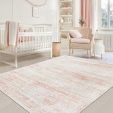 Srugn pink rug front view showing overall vintage design and calm tones, enhances decor