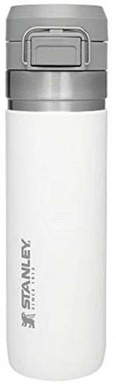 STANLEY Quick Flip GO Bottle front view showing Polar finish and durable design benefit