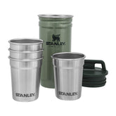 STANLEY shot set front view showing hammertone green finish and compact case, durable travel-ready