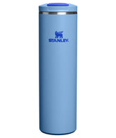 STANLEY Transit FlipTop Mug front view showing Blue Sky finish and durable build benefit