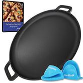 StarBlue front view of pizza pan showing size and sturdy build for even baking