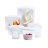 Stasher clear front packaging showing six-piece set and sizes for easy identification