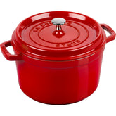 STAUB cherry front view showing elegant cast iron finish and durable enamel