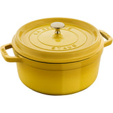 Staub citron front view showing table-ready presentation and durable enamel