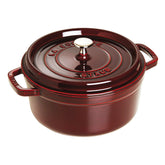 Staub front view Grenadine cocotte showing glossy exterior and compact size