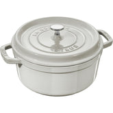 STAUB White Truffle front view showing elegant enamel finish and durable build