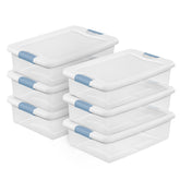 Sterilite front view of 6-pack showing compact storage and clear visibility