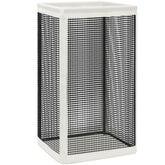 STORAGE MANIAC front view showing tall hamper and space-saving benefit