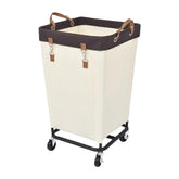 StorageWorks front view of 160L rolling laundry basket showing large capacity benefit