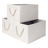 StorageWorks beige bin front view showing neutral design and capacity