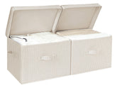 StorageWorks front view showing neat fabric box and lid, protects items