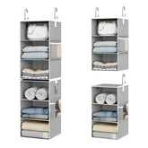 StorageWorks front view of ivory hanging organizer showing neat shelves and space-saving benefit