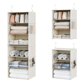 StorageWorks front view showing ivory hanging organizer, clear benefit: instant vertical storage