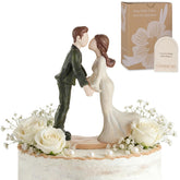 Storieme front view of kissing bride and groom topper showing romantic pose