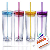 STRATA CUPS front packaging showing four colored tumblers and accessories for easy identification