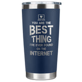 SUCHAGIFT front view of 20 oz tumbler showing sleek branding and durable design benefit