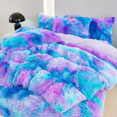 SUCSES front view of duvet cover showing blue purple ombré and playful look