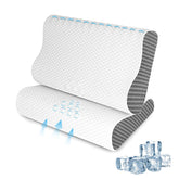 SUFOR front view of queen pillow set showing ergonomic shape and cool fabric benefit