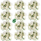 SugarHuLu front view of 12 white peony bouquets, long-lasting decor