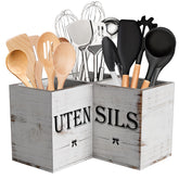 Suli front view of white-grain utensil holder showing three compartments and neat organization