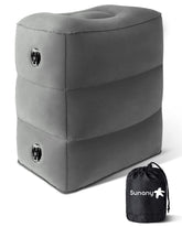 Sunany front view of dark grey inflatable footrest showing shape and size benefits
