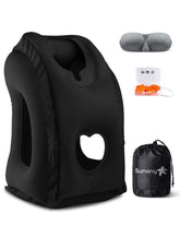 Sunany front view black pillow showing compact travel support