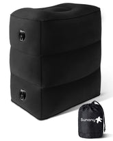 Sunany front view of inflated foot rest showing compact support for legs