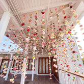 Suncalla front view of garland set showing full length and colorful blooms for easy styling