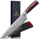 Sunnecko 8 inch chef knife front view showing balanced design and confident utility