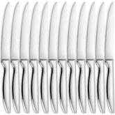SuperCook front view of 12-piece steak knife set, durable stainless steel benefit
