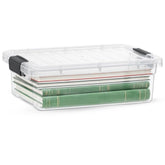 Superio front view clear storage bin shows contents for faster access