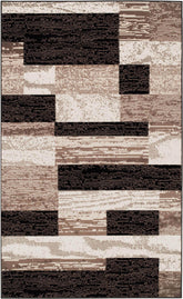 SUPERIOR Rockwood front view chocolate rug showing modern geometric pattern and instant focal impact
