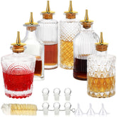 SuproBarware front view of six glass bitters bottles showing neat organization
