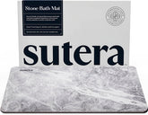 SUTERA stone mat front view showing granite finish and fast-dry benefit