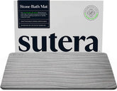 SUTERA stone bath mat front view showing clean gray surface and shape benefit quick-dry