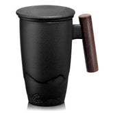suyika black mug front view showing clean ceramic finish and elegant silhouette