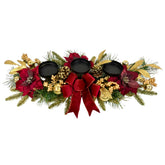 Svndlyn front view of three-candle centerpiece showing festive arrangement and balance
