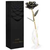 SW black gold rose front view showing elegant boxed presentation and lasting charm