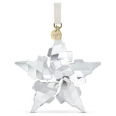 Swarovski 2021 annual ornament front view showing star shape and ribbon for elegant display