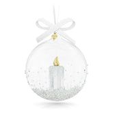Swarovski ornament front view showing full ball and ribbon, elegant holiday sparkle
