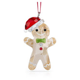 Swarovski gingerbread ornament front view showing gold-tone crystals and ribbon, elegant sparkle