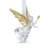 Swarovski angel front view on tree, brand crystal adds elegant shine