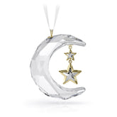 Swarovski Holiday Magic Moon front view showing crescent and stars with elegant sparkle