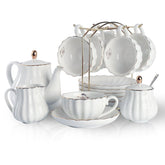 Sweejar Home front view of full porcelain tea set enhancing table decor