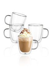 Sweese clear double-walled mug front view showing floating coffee and elegant look for stylish serving